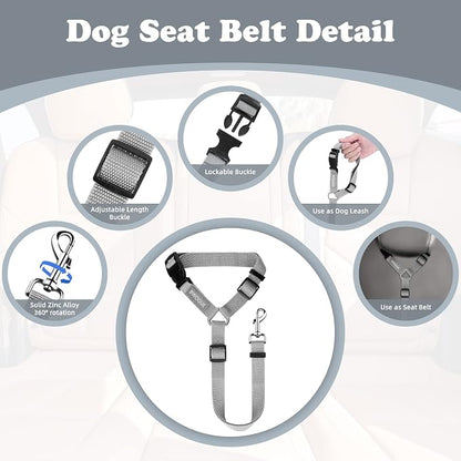 BWOGUE Pet Dog Cat Seat Belts, Car Headrest Restraint Adjustable Safety Leads - Image 3