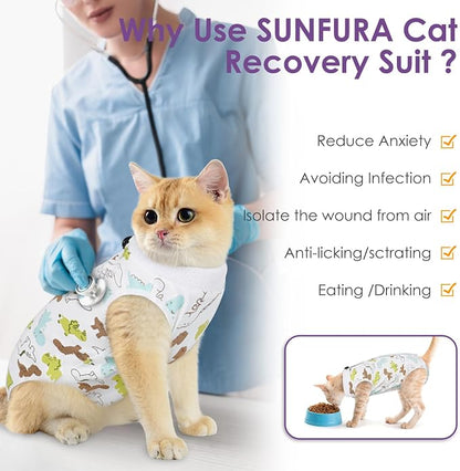 SUNFURA Cat Recovery Suit, Kitten Surgical Full Bodysuit - Image 6