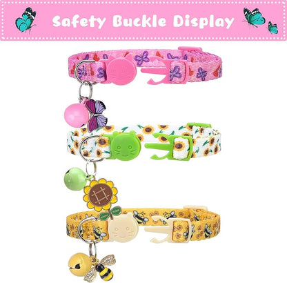 Breakaway Cat Collars with Bell & Cute Pendants, 3 Pack Safety Buckle Kitten - Image 2