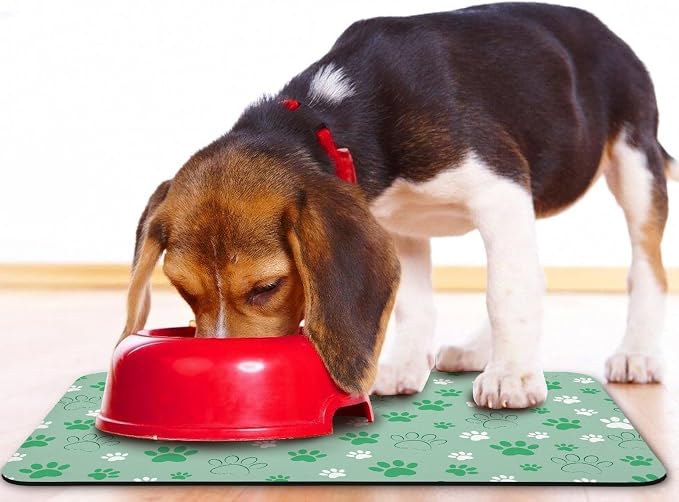 Dog Food Mat, Absorbent Water Bowl Mats Cat Pet Feeding Placemats Green 16 * 24 - Image 6