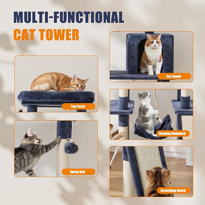Sweetcrispy 63 inch Cat Tree Tower, Large Multi Level Cat Climbing Tower - Image 2