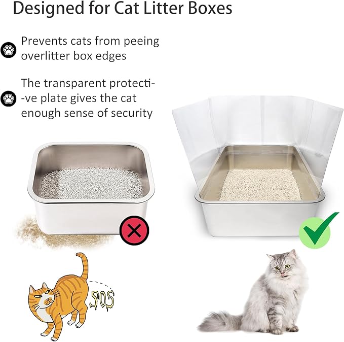 12PCS Cat Litter Box Pee Shields, Transparent Easy Clean Splash Guard - Image 4