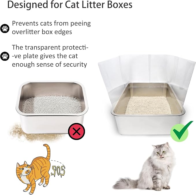 9PCS Cat Litter Box Pee Shields, Transparent Easy Clean Splash Guard - Image 4