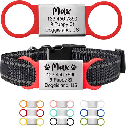Custom Slide On Pet Tag ID, Fancy Silent Dogs & Cats Personalized No Jingle by Pawnimals