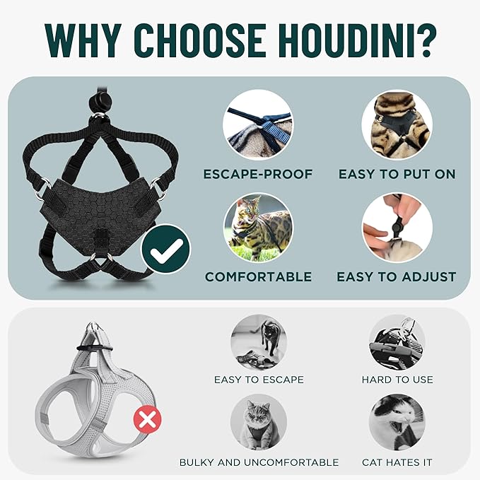 Houdini™ Escape Proof Cat Harness and Leash Set by OutdoorBengal – Black - Image 3