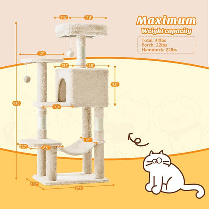 DUMOS Small 44 Inch Cat Tree Tower, Cat Climbing Tower - Image 2