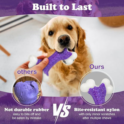Tough Dog Chew Toys for Aggressive Chewers Large Medium Breed Bacon Flavor - Image 2