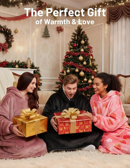 Mewaii Wearable Blanket Hoodie for Adults, Warm Sherpa & Soft Flannel Long - Image 8