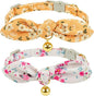 Bowtie Cat Collar with Bell, 2 Pack Cotton Breakaway Kitten Collars with by YUDOTE