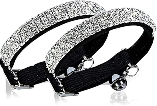 CHUKCHI Soft Velvet Safe Cat Adjustable Collar Bling Diamante by CHUKCHI