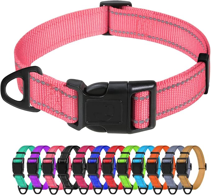 TagME Reflective Nylon Dog Collars, Adjustable Classic Pet Collar by TagME