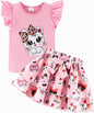Girls Skirt Set 2 Piece Outfit Toddler Summer Clothes Ruffle Sleeve T-Shirt Bow by zarmfly