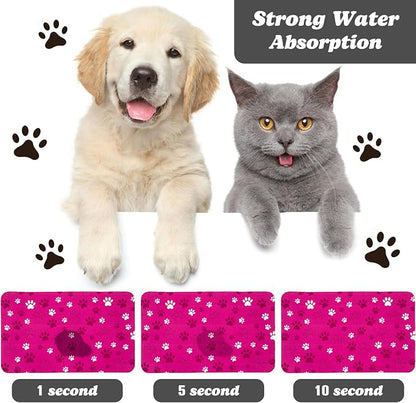 Dog Food Mat, Absorbent Water Bowl Mats Cat Pet Feeding Placemats Pink 12 * 20 - Image 2