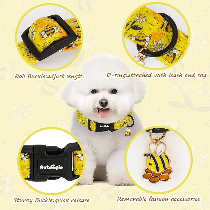 Yellow Dog Collar for Medium Dogs, Spring & Summer Theme Medium Dog Collars - Image 4