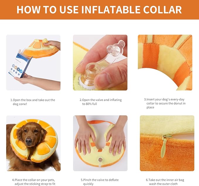 IEUUMLER Inflatable Recovery Dog Collar, Protective Donut Cone, Adjustable Soft - Image 5