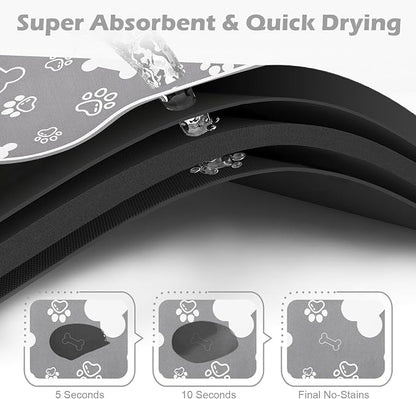 Dog Cat Food Mat, Rapid Absorbent Pet Feeding Mat, Bone Shaped Dog Placemat - Image 2