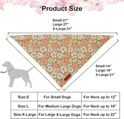 ADOGGYGO Floral Dog Bandanas 2 Pack, Daisy Flower Puppy Scarf, Premium Fabric - Image 4