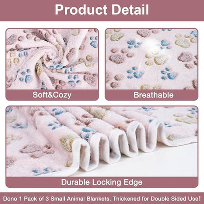 Dono 1 Pack 3 Blankets Soft Fluffy Paw Print Pattern Fleece Pet Blanket Warm - Image 5