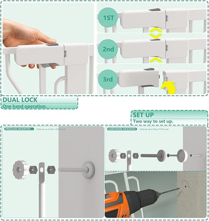 71" Extra Tall Cat Gate for Doorway – 28.5"-48.7" Extra Wide Pet Gate - Image 6