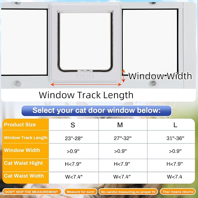 Full Size Cat Door Window Insert 27"-32" Various Sliding Windows, 4 Flexible - Image 2