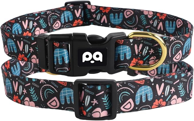 QQPETS Adjustable Soft Dog Collar: Print Flower Pink Multicolor Cute Patterns - Image 8