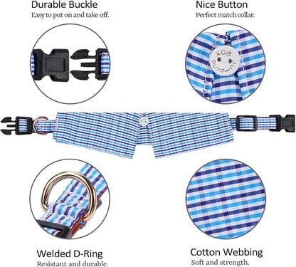 Faleela Cotton Plaid Shirt Style Dog Collar Soft Cute, Boy Dog Collar - Image 2
