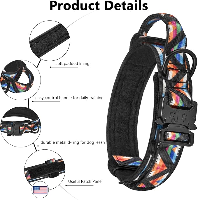 DAGANXI Tactical Dog Collar, Adjustable Military Training Nylon Dog Collar - Image 3