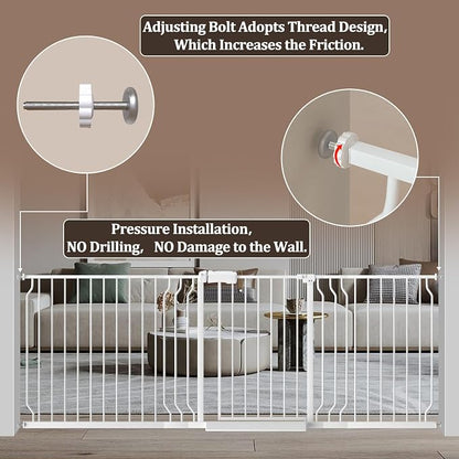 WAOWAO Baby Gate 85.83-95.25" Extra Wide Pressure Mounted Walk Through Swing - Image 5