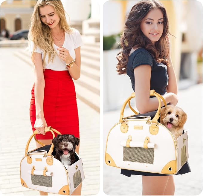 Dog Carrier, Cat Carrier, Pet Carrier, Foldable Premium PU Leather Dog Purse - Image 5