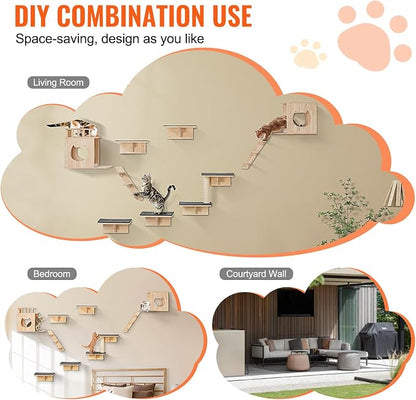 VEVOR Wall Mounted Cat Shelves, Cat Wall Shelves and Perches - Image 6