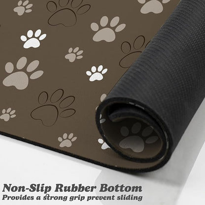 Dog Food Mat, Absorbent Water Bowl Mats Cat Pet Feeding Placemats Brown 12 * 20 - Image 3