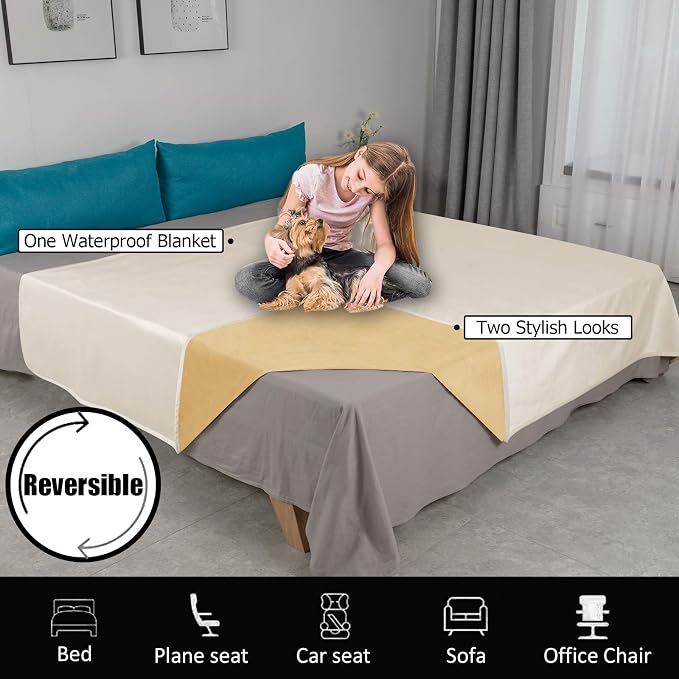 Ameritex Pet Bed Blanket Reversible 100% Waterproof Velvet Super Soft - Image 2