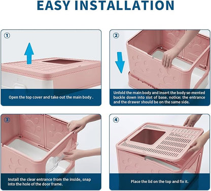 Cat Litter Box with Litter Mat and Scoop, Large Covered Litter Box with Lid - Image 6