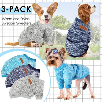 3 Pack Dog Sweaters for Small Dogs Girl Boy Winter Fleece Clothes Warm Soft Dog - Image 6