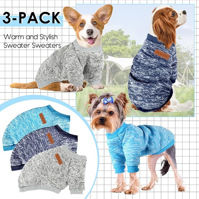 3 Pack Dog Sweaters for Small Dogs Girl Boy Winter Fleece Clothes Warm Soft Dog - Image 4