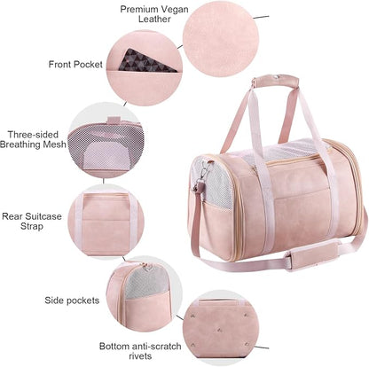 Fashion Leather Dog Carrier Cat Carrier Airline Approved Pet Carrier - Image 4