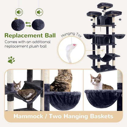 Globlazer Big Cat Tower for Indoor Cats, 80inch Cat Tower for Multiple Adult - Image 5
