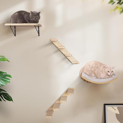Cat Wall Shelves with Cats Window Perch – 4-Piece Wooden Cat Climbing Furniture - Image 6