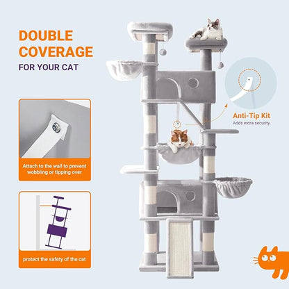 Allewie 81 Inches Tall Cat Tree/Multi-Level Large Climbing Tree House and Towers - Image 7