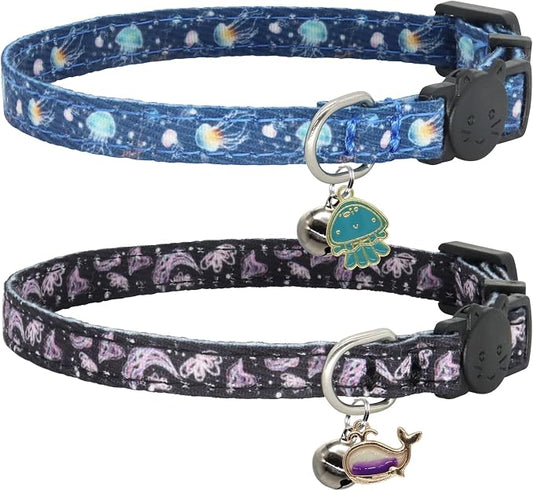 Cat Collar Breakaway, 2 Pack Cotton Cats Collars by Giecooh