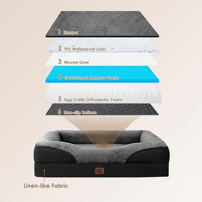 EHEYCIGA Orthopedic Dog Bed for Large Sized Dog, Waterproof Liner & Washable - Image 2