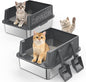 2PACK Stainless Steel Cat Litter Box by MIXJOY