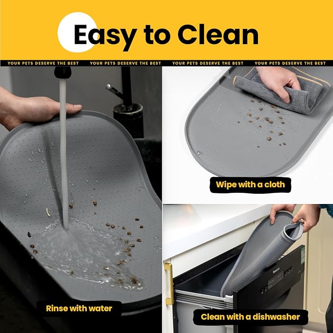 Dog Food Mat, 1/2 Inch Raised Edges Cat Feeding Mat - Image 6