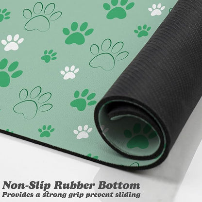 Dog Food Mat, Absorbent Water Bowl Mats Cat Pet Feeding Placemats Green 17 * 30 - Image 3