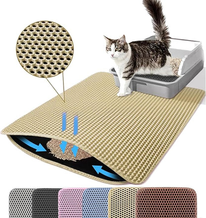 Cat Litter Mat, 24x18 Inches Large Double Layer Honeycomb Cat Litter Trapping by Petinstinct