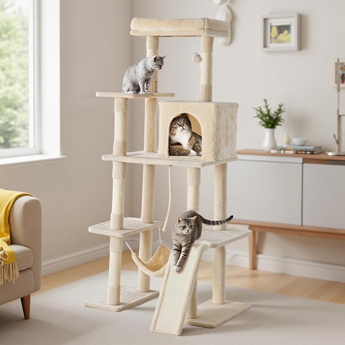 Sweetcrispy 63 inch Cat Tree Tower, Large Multi Level Cat Climbing Tower - Image 7