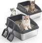 2 Pack Stainless Steel Litter Box by AIPERRO