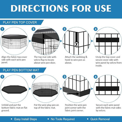 Foldable Metal Wire Dog Pen Pet Playpen Dog Fence Indoor Exercise Pen Enclosure - Image 4