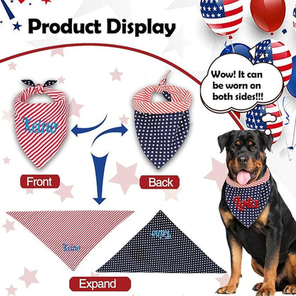 Personalized 4th of July Dog Bandana Embroidered Name Custom Neckwear Dog Scarf - Image 4