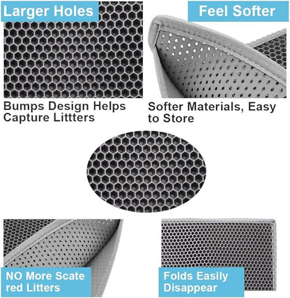 Pieviev Cat Litter Mat Double Layer Waterproof Urine Proof Trapping Mat 1 Pack) - Image 3